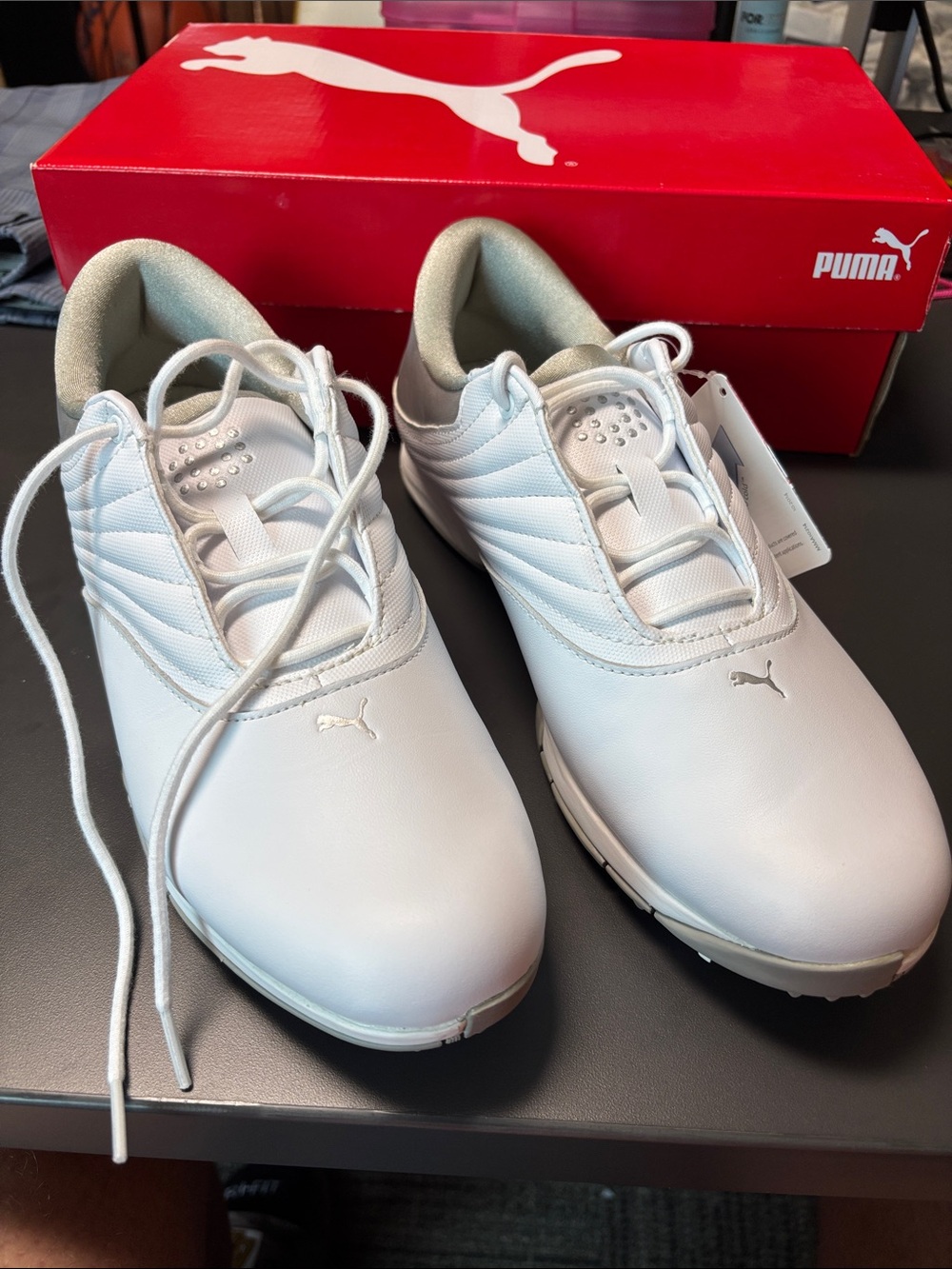 Puma White Athletic Golf Shoes